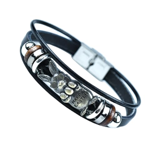 Fahoujs Handgewebte Osterkaninchen Lederarmband Für Lässige Outfits Zink Legierung Legierung Wehrgelenk Kette Mode Enthusiast Schmuck von Fahoujs