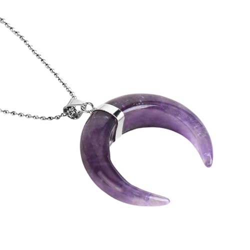 Fahoujs Heilungskristall Halbmonde Mond Halskette Crescents Mond Halskette Mit Heilenden Natursteinkristallen Für Mode Frauen Naturstein Anhänger von Fahoujs
