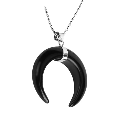 Fahoujs Heilungskristall Halbmonde Mond Halskette Crescents Mond Halskette Mit Heilenden Natursteinkristallen Für Mode Frauen Naturstein Anhänger von Fahoujs