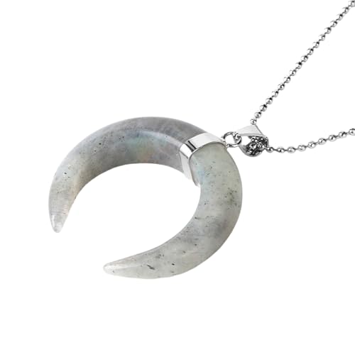 Fahoujs Heilungskristall Halbmonde Mond Halskette Crescents Mond Halskette Mit Heilenden Natursteinkristallen Für Mode Frauen Naturstein Anhänger von Fahoujs