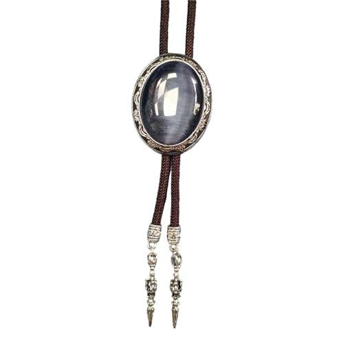 Fahoujs Herren Western Bolotie Mit Einzigartiger Ovaler Form Stein Anhänger Hemdkragen Kette Verstellbares Kabel Krawatte Schmuck Halskette von Fahoujs