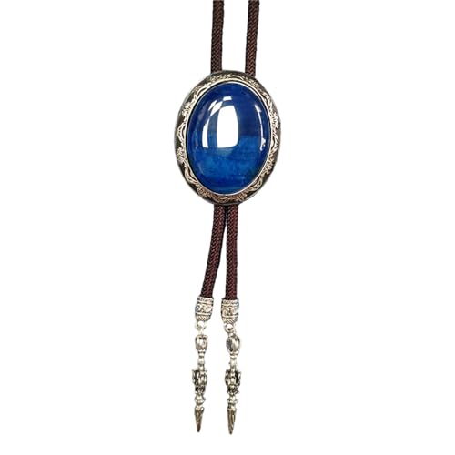 Fahoujs Herren Western Bolotie Mit Einzigartiger Ovaler Form Stein Anhänger Hemdkragen Kette Verstellbares Kabel Krawatte Schmuck Halskette von Fahoujs
