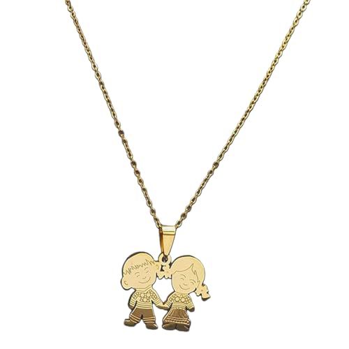 Fahoujs Herzerwärmende Jungen Mädchen Anhänger Einstellbare Länge Neckkette Edelstahl Schlüsselbeinkette Für Ihre Muttertags Geschenk Kid Halskette von Fahoujs