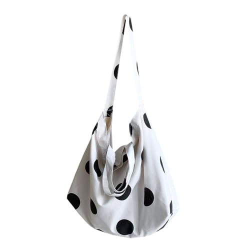 Fahoujs Koreanische Stile Frauen Crossbody Bag 2025 Punktdesign Funktionale Schultertasche Mit Praktischen Stoffpraktikern Pendlertasche Mit Fächern von Fahoujs