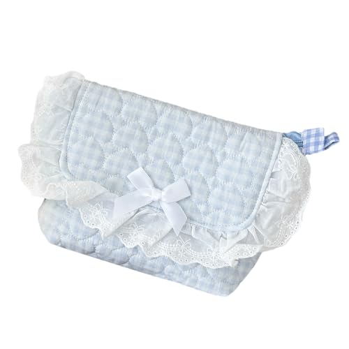 Fahoujs Lace Trim Bencil Case Crossbody Geldbörse Tragbare Make Up Organisatortasche Für Schülerinnenschule Büro Reise Essentielles Baumwollstifte Fall Crossbody von Fahoujs