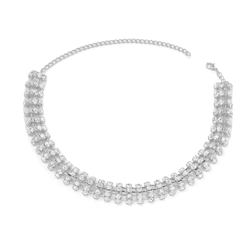 Fahoujs Legierung Halskette Mit Funkelnden Strasssteinen Unverwechselbare Geometrische Halskette Abendparty Accessoire Für Moderne Stile Daily Keees von Fahoujs