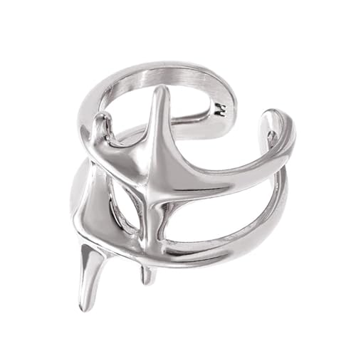 Fahoujs Luxuriöse Kreuze Sterndesigns Ringe Exquisite Gold/Stahl Plattierkreuze Sternringe Für Individuellen Ausdruck Und Glauben Stabiler von Fahoujs