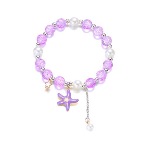 Fahoujs Minimalistische Schale Anhänger Armband Zierer Perlen Handchain Juwelry Stylish Accessoire Handgefertigtes Geschenk Für Mädchen Sea Star Shell Armband von Fahoujs