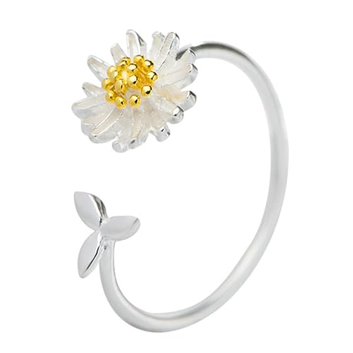 Fahoujs Mode Chrysantheme Form Ringe Mode Accessoire Für Trendige Weibliche Verstellbare Schmuck Tragbar Für Den Täglichen Verschleiß von Fahoujs