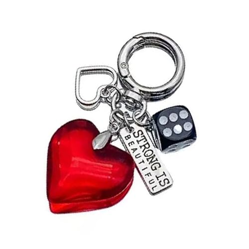 Fahoujs Mode Crystal Heart Dices Charme Schlüsselbund Anhänger Für Telefonhülsen Oder Beuteldekoration Mit Anpassbarem Farbkristall Herz Zauber. von Fahoujs