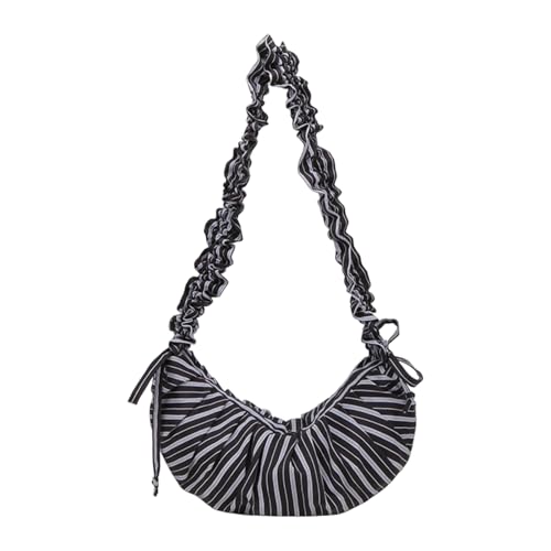 Fahoujs Mode Falten Draw Cross Body Tasche Gestreiftes Muster Verstellbarer Schultergurt Geräumig Für Verschiedene Anlässe Modische Alltägliche Umhängetasche von Fahoujs