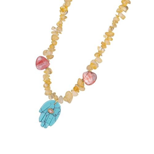 Fahoujs Mode Fatima Hand Halskette Naturton Tragbares Accessoire Zum Verbesserung Ihres Outfits Charm Bei Jeder Gelegenheit Schutzsymbol Halskette von Fahoujs