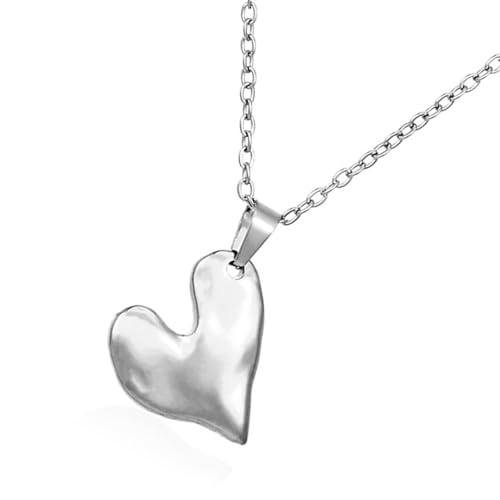 Fahoujs Mode Love Heart Halskette Edelstahlkette Choker Leichte Luxus Schlüsselbeinkette Zum Ausdruck Von Liebe Asymmetrischer Halskette von Fahoujs