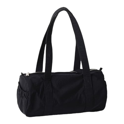 Fahoujs Mode Runde Röhrchen Handtasche Casual Nylon Umhängetasche Ladies Feste Farbzylinder Achselgrundstück Für Tägliche Verwendung Koreaner Mode Schulter von Fahoujs