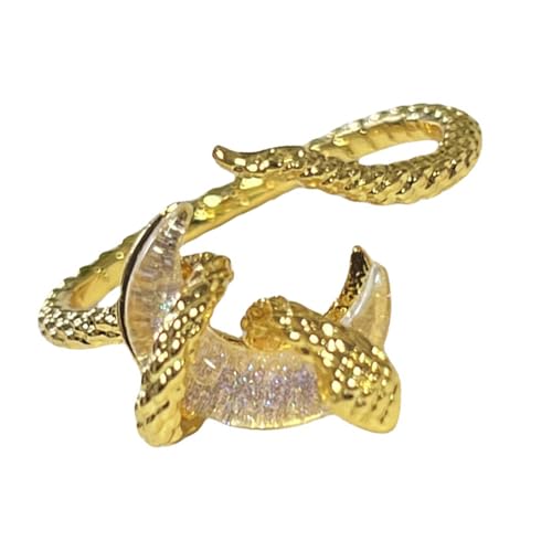 Fahoujs Mode Schlange Inspirieren Offene Ringe Mit Mondakzent Tragbarem Accessoire Für Vielseitige Freizeitkleidung Stilvolle Outfits Schlangenmondringe von Fahoujs