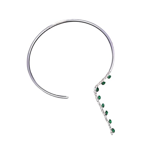Fahoujs Mode Smaragd Strasssteine ​​Stylische Halskette Accessoire Für Trendige Frauen Einzigartige Offene Choker Designs Freizeitkleidung von Fahoujs