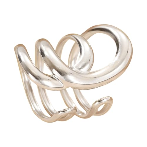 Fahoujs Mode Unregelmäßige Linienringe Bequeme Verschleiß Fingerringe Party Accessoire Hohl Edelstahl Textur Party Verschleiß von Fahoujs