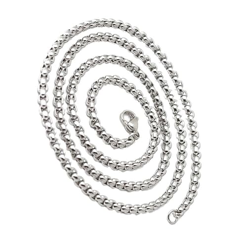 Fahoujs Moderne Herren Hip Hop Schmuck Quadratische Perlen Halskette Edelstahl Kettenkette Konstruktion Trendy Alltag Unisex Geschenk Hip Hop Kette Halskette Edelstahl Stahl von Fahoujs