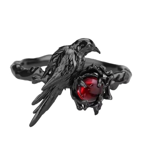 Fahoujs Mysteriöse Krähenringe Mit Detaillierten Gravuren Für Alltägliche Tragen Verstellbarer Öffnungsringe Cosplay Schmuckzubehör Gothic Crow von Fahoujs