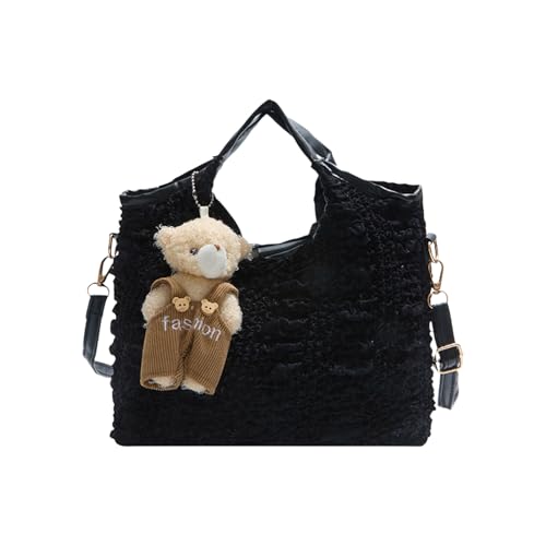 Fahoujs PU Leder Eimerbeutel Mit Abnehmbaren Dekorationen Geräumige Organisierte Taschen Schulter Freizeit Crossbody Handtasche Weiche Schulter von Fahoujs