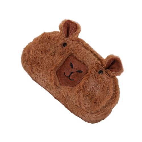 Fahoujs Plüschtiergeformte Stiftbeutel Große Kapazität Bleistiftkoffer Multifunktionaler Speichertasche Für Schulbüroversorgungen Tragbarer Capybara Make Up Tasche von Fahoujs