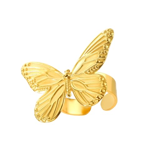 Fahoujs Schmetterling Verstellbare Ringe Öffnen Von Ringen Schmetterling Finger Offen Edelstahl Textur Für Jeden Anlass Legierungsring Geeignet von Fahoujs