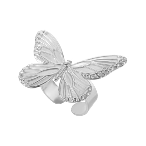 Fahoujs Schmetterling Verstellbare Ringe Öffnen Von Ringen Schmetterling Finger Offen Edelstahl Textur Für Jeden Anlass Legierungsring Geeignet von Fahoujs
