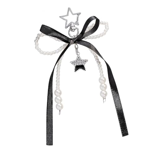 Fahoujs Schöne Bögen Keyring Star Keychain Charm Creative Car Schlüsselkette Ästhetische Keyrings Anhänger Ornamente Bag Bows Keyring Star Schlüsselbund Anhänger Ästhetischer Schlüsselketten Taschen von Fahoujs