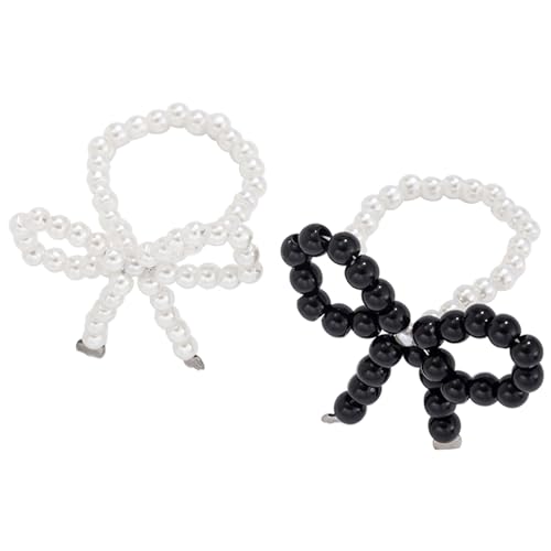 Fahoujs Set Von 2 Perlen Bowknotringen Einzigartige Bögen Finger Schmücken Verstellbare Größe Schmetterlingsringe Stylischer Schmuck Für Partys Verstellbare Größe von Fahoujs