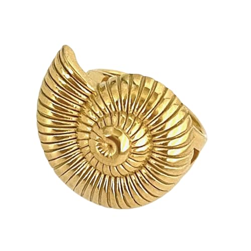 Fahoujs Spiralen/Muschel/Croissants Ringe Einzigartig Verstellbare Edelstahl Eröffnungsringe Mode Accessoire Für Partys Und Modische Legierungsring von Fahoujs