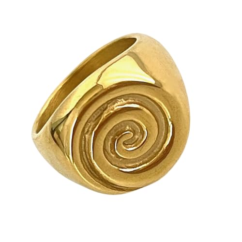 Fahoujs Spiralen/Muschel/Croissants Ringe Einzigartig Verstellbare Edelstahl Eröffnungsringe Mode Accessoire Für Partys Und Modische Legierungsring von Fahoujs