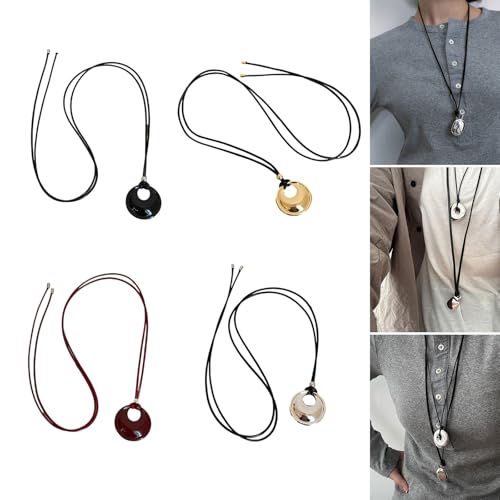 Fahoujs Stabile Leder Halskette Mit Einem Glücksrundanhänger Bequeme PU Leder Halskette Mit Einer Runde Glücksdesigns Robuste Kabel von Fahoujs