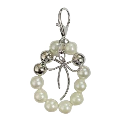 Fahoujs Sweet Heart Bowknot Perlen Keychain Anhänger Schöne Hänge Dekorationen Schlüsselring Für Geldbeutel Beutel Rucksack Handtasche von Fahoujs