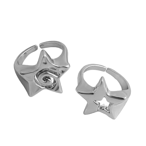 Fahoujs Trendy Punk Styles Ringe Schmuck Einzigartige Hohlstarringe Schmücken Robuste Und Stilvolle Fingerschmuck Charme Einzigartiger Mode von Fahoujs