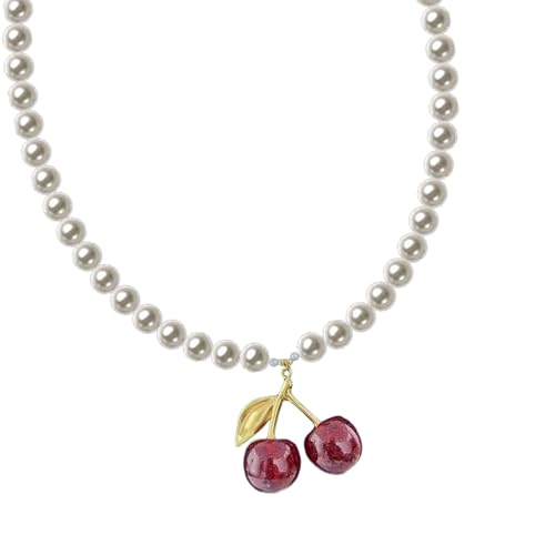 Fahoujs Trendy Robuste Acryl Liebeskette Halskette Mit Auffälligen Designs Cherrys Anhänger Für Multipurpose Casual Wear Youthful Styles Schmuck Schmuck von Fahoujs