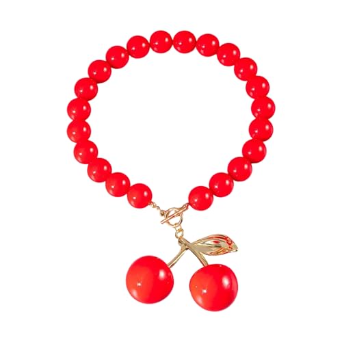 Fahoujs Übertriebene Kirschen Halskette Einzigartiger Harz Design Schlüsselblattkette Charm Für Modeweiterinnen Und Trendsetters Partyschmuck von Fahoujs