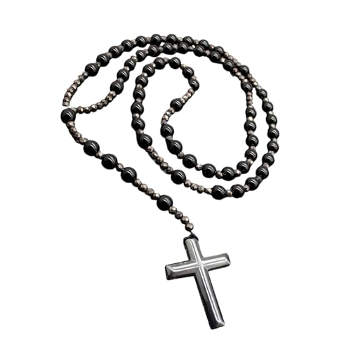 Fahoujs Unisex Spiritueller Schmuck Polierte Metallkreuze Anhänger Auf Natursteinkette Heilung Kristallkreuzt von Fahoujs