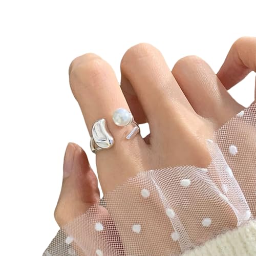 Fahoujs Unregelmäßige Silberfarbe Eröffnung Ringe Mode Frauen Fingerschmuck Elegantes Accessoire Für Partys Und Tägliche Verschleißmodischen Frauenring von Fahoujs