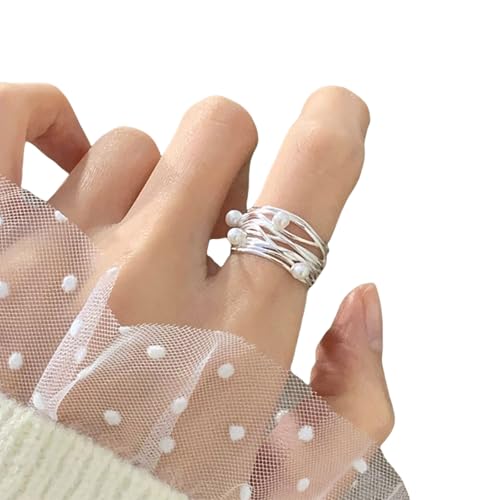 Fahoujs Unregelmäßige Silberfarbe Eröffnung Ringe Mode Frauen Fingerschmuck Elegantes Accessoire Für Partys Und Tägliche Verschleißmodischen Frauenring von Fahoujs