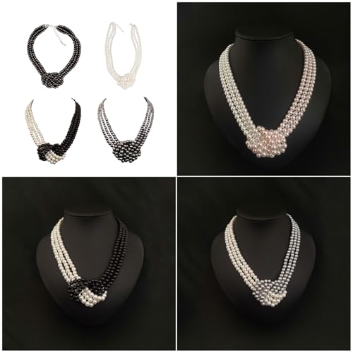 Fahoujs Vielseitige Imitation Perlen Halskette Farbblöcke Perlen Halsketten Verstellbare Länge Neckkette Für Lässige Oder Formelle Ereignisfarbe Blockschmuck von Fahoujs