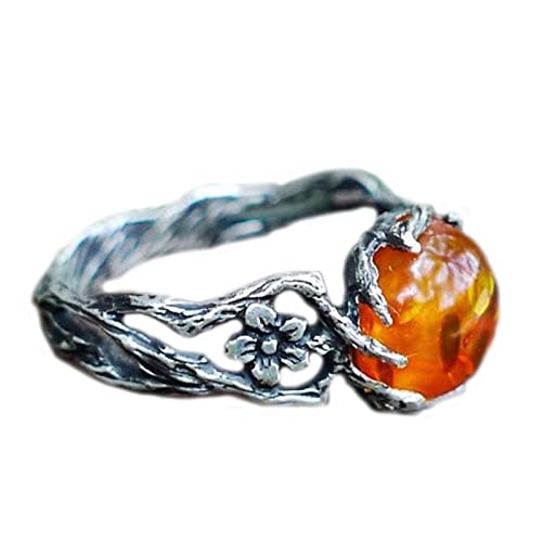 Fahoujs Wassertropfen Bernstein Marmor Bernstein Bienenwachs Silber Inlay Einfacher Temperament Zierziger Edelsteine Schmuck Transparenter Stein von Fahoujs