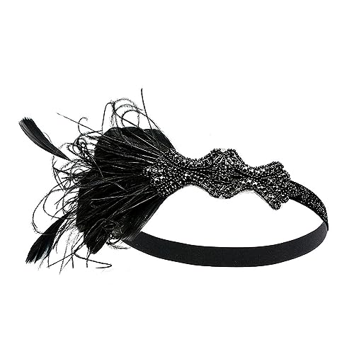 Fascinator mit Federn, 1920er-Jahre, Ballkönigin, Kopfschmuck für besondere Anlässe, Hochzeiten, Vintage-Kopfbedeckung, gepolstertes Stirnband mit Federn von Fahoujs