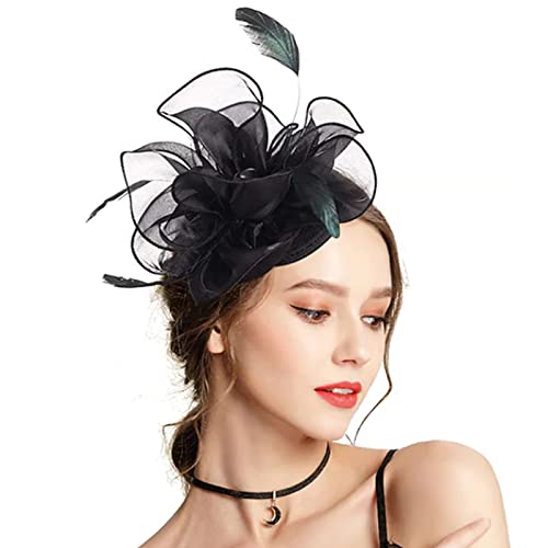 Feder-Fascinator mit Federn, Kopfschmuck für Damen, Fascinator, Teeparty, Cocktail-Stirnband, Netz-Stirnband, Netz-Feder-Stirnband von Fahoujs