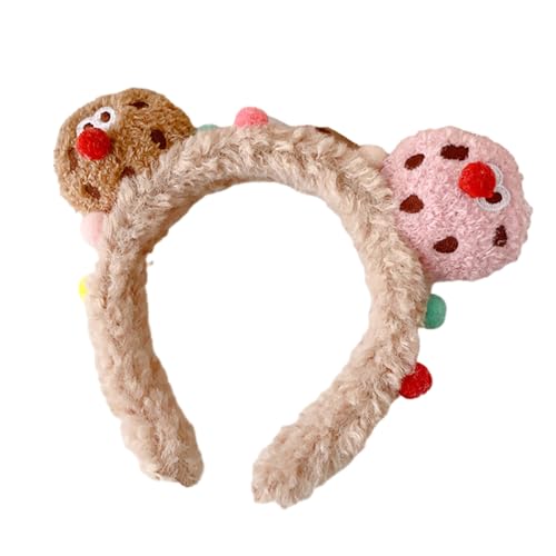 Flauschiges Plüsch-Stirnband für Damen und Mädchen, niedliches 3D-Plüsch-Cartoon-Cookie-Haarreifen, Haarschmuck, Foto-Requisiten, Cosplay-Kopfschmuck, weiches und bequemes Stirnband von Fahoujs