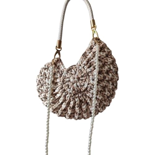 Frauen Mode Süßigkeiten Farbe Umhängetasche Faux Pearls Chain Shell Detail Leichter Polyester Für Tägliche Oder Reisen Casual Crossbody Strandtasche von Fahoujs