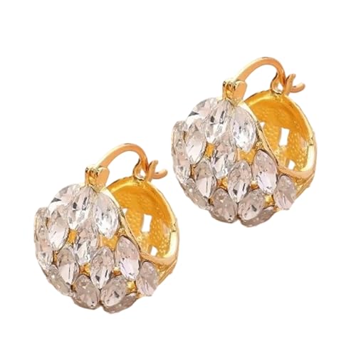 Geometrische Zirkonia Eingelegtes Korbform Ohrringe Für Frauen Mädchen Handgefertigtes Ohrschnallen Trendy Statement Schmuckzubehör Statement Ohrringe von Fahoujs