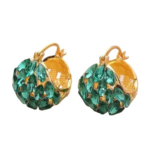 Geometrische Zirkonia Eingelegtes Korbform Ohrringe Für Frauen Mädchen Handgefertigtes Ohrschnallen Trendy Statement Schmuckzubehör Statement Ohrringe von Fahoujs