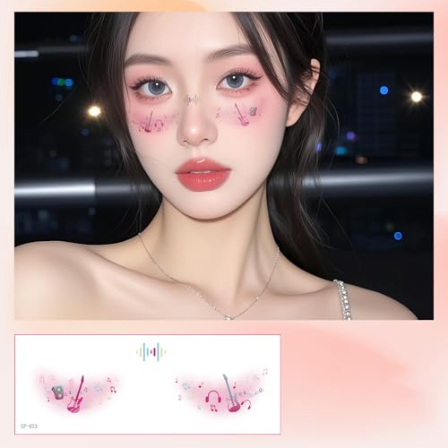 Gesicht Make Up Temporär Tätowierte Musik Notiz Aufkleber Gefälschte Aufkleber Für Musikfestival Make Up Raves Temporäres Tätowiert Für Frauen von Fahoujs