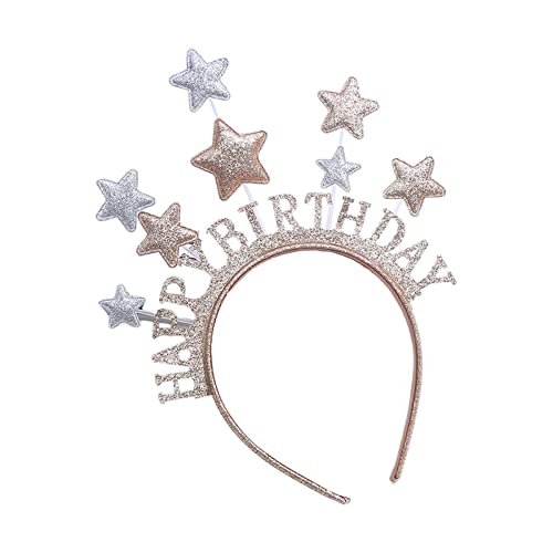 HAPPY-BIRTHDAY Haarschmuck für Damen, Studenten, Live-Übertragung, Haarreif, glänzende Sterne, bunt, Glitzer-Haarband, Mädchen, Damen, Glitzer-Haarband für Kinder, Glitzer-Haarbänder von Fahoujs