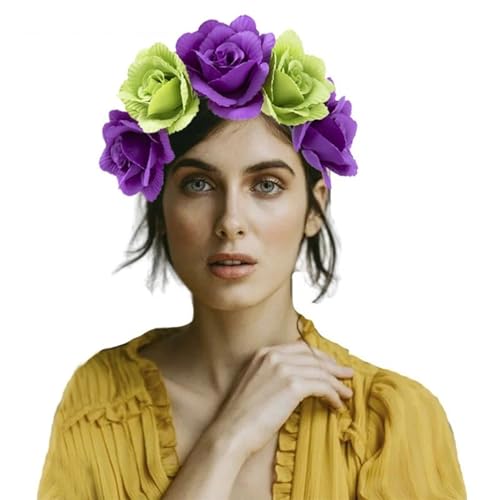 Haarband aus Kunststoff, Blumen-Haarband für Damen, Rose, Blume, Stirnband, Karneval, Party, Haarband, elegantes Blumenhaar, Ornament, Blumenstirnband für Frauen und Mädchen von Fahoujs